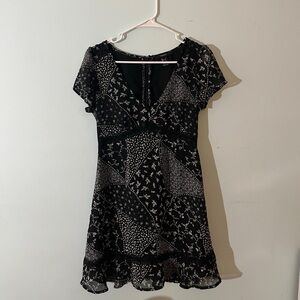 Black and White Patchwork Pattern Dress